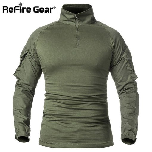 ReFire Gear US Army Military Uniform Combat Shirt Men Assault Tactical Camouflage T Shirt Airsoft Paintball Long Sleeve Shirts 3