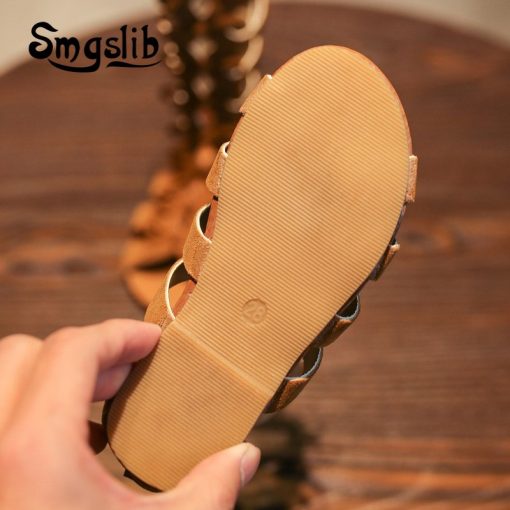 Girls Sandals Kids Shoes Summer Children Princess Dress Party Sandals Kids Flat Heels Leather Openwork High Quality Baby Shoes 3