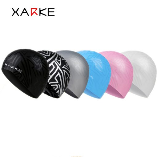 XARKE Fashion Silicone Caps for Swimming Men Women Bathing Cap Swimming Pool Hat Waterproof Ear Protection Professional Swim Cap 2