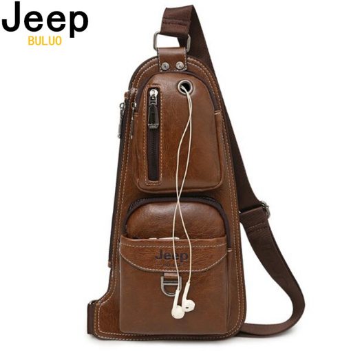 JEEP BULUO Men Messenger Bags New Hot Crossbody Shoulder Bag Famous Brand Man's Leather Sling Chest Bag Fashion Casual 6196
