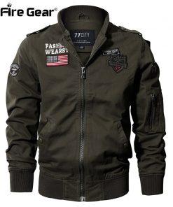 ReFire Gear Military Style Airborne Pilot Jacket Men Tactical Flight Army Jacket Autumn US Flag Air Force Motorcycle Cotton Coat 1