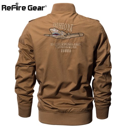 ReFire Gear Military Style Airborne Pilot Jacket Men Tactical Flight Army Jacket Autumn US Flag Air Force Motorcycle Cotton Coat 4