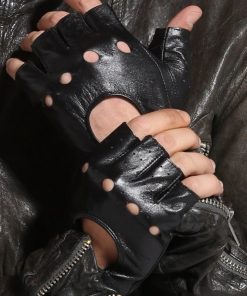 Gours New Brand Genuine Leather Gloves For Women And Men Fingerless Sport Motorcycle Fitness Driving Goatskin Mittens GSL037 1