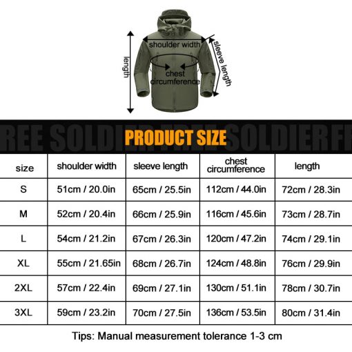 FREE SOLDIER Outdoor Sport Tactical Military Jacket Men's Clothing For Camping Hiking Softshell Windproof Warm Coat Hunt Clothes 5