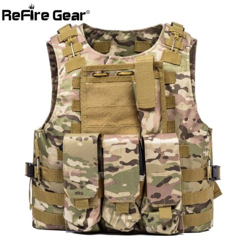 ReFire Gear Molle Army Combat Tactical Vest US Soldier Military Uniform Camouflage Vests Men Pocket Paintball Airsoft Nylon Vest 3