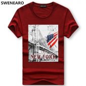 SWENEARO Men's T-Shirts brand t shirt Summer Cartoon printing USA Flag t Shirt Men Short Sleeve Casual Cotton Tops Tees Men 5XL