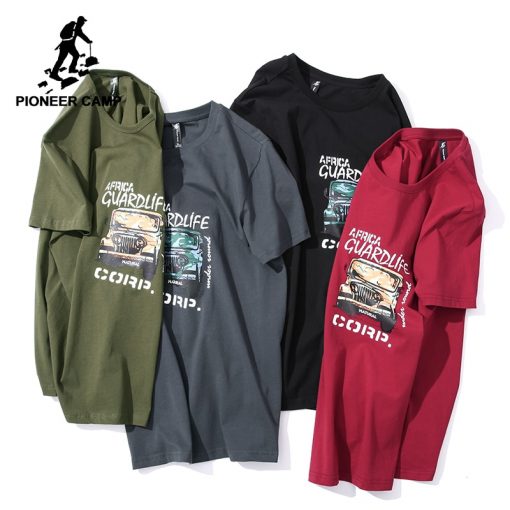 Pioneer camp new short sleeve t shirt men brand clothing casual print mens t-shirt quality soft pure cotton tees male ADT806049