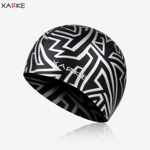 XARKE Fashion Silicone Caps for Swimming Men Women Bathing Cap Swimming Pool Hat Waterproof Ear Protection Professional Swim Cap