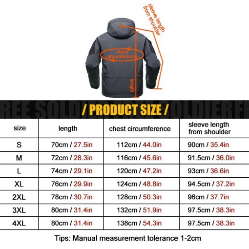 FREE SOLDIER Outdoor sports tactical waterproof soft shell  jacket male military fans warm autumn and winter hiking or climbing  5
