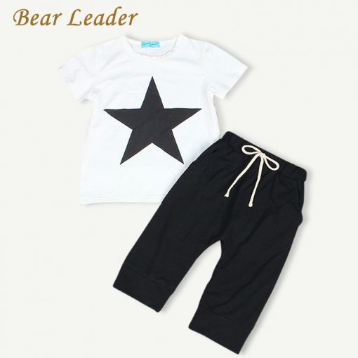 Bear Leader Baby Clothing Sets 2018 Summer Style Baby Girls Boys Clothes Black Letter T-shirt+Imitation cowboy pants 2pcs suit 1