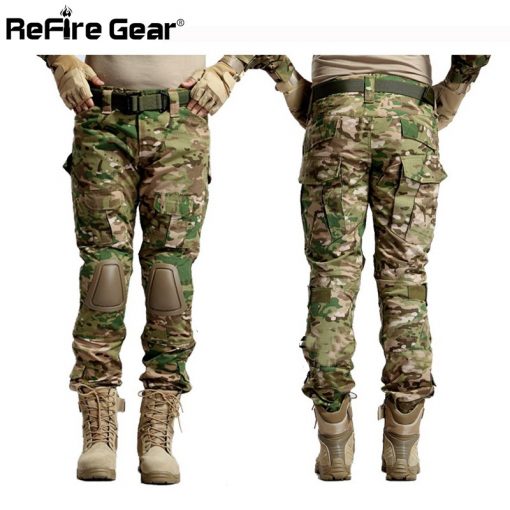 Multicam Camouflage Militar Tactical Pants Army Military Uniform Trouser ACU Airsoft Paintball Combat Cargo Pants With Knee Pads 1
