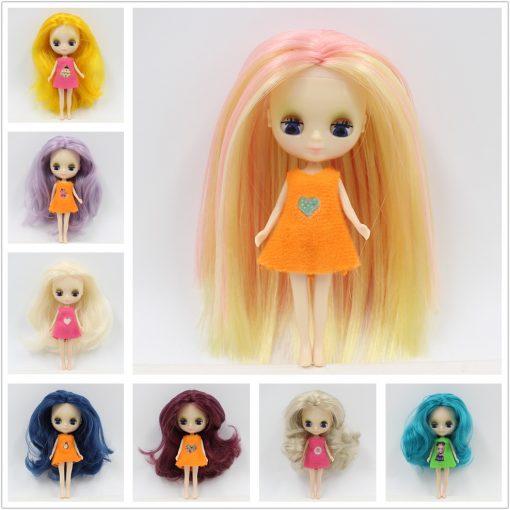 blyth mini doll 10CM nude doll colorful long hair Pullip