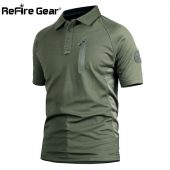 ReFire Gear Men's Tactical Military T Shirt Summer Army Force Camouflage T-shirt for Man Breathable Pocket Short Sleeve T Shirts
