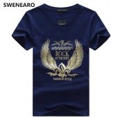 SWENEARO Men's t-shirts Summer O-Neck short sleeved golden wings print t shirt Men tshirt casual brand cotton Tee shirt Men Tops 4