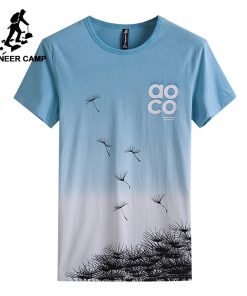 Pioneer Camp fashion Gradient T shirt men brand clothing new design summer T-shirt male top quality 100% cotton Tees ADT702188