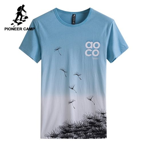 Pioneer Camp fashion Gradient T shirt men brand clothing new design summer T-shirt male top quality 100% cotton Tees ADT702188