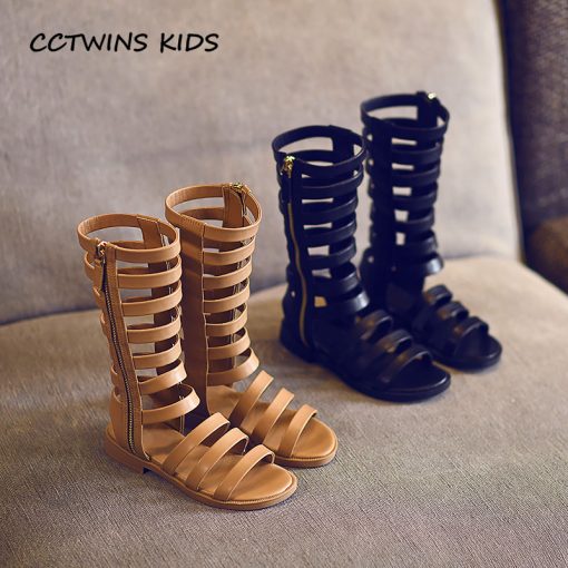 CCTWINS KIDS 2018 Summer Children Black Gladiator Sandal Toddler Pu Leather Flat Baby Girl Brand Barefoot Princess Shoe BG039 2