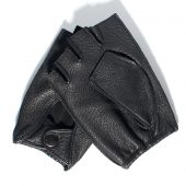 Gours Winter Mens Genuine Leather Fingerless Gloves Black Half Finger gym Workout Fitness Driving Male Gloves GSM046 2