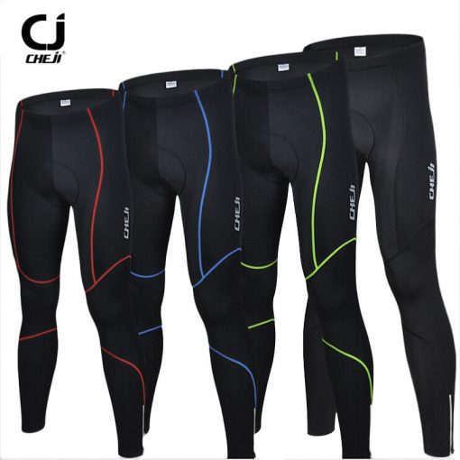 CHEJI Gel Padded Cycling Long Pants Spring Autumn Ropa Ciclismo Bicycle Bike Trousers Running Fitness Compression Tights For Men