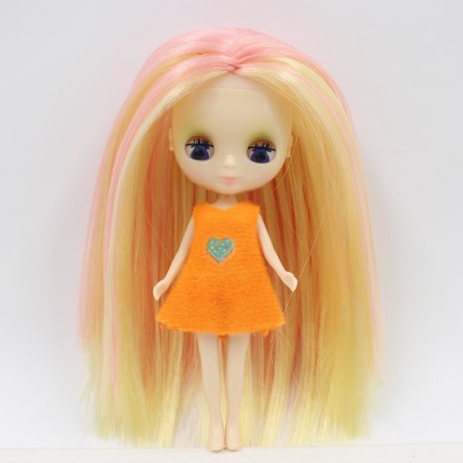 blyth mini doll 10CM nude doll colorful long hair Pullip  4