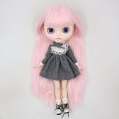 Factory blyth doll bjd joint body white skin new faceplate matte face BL2352 pale pink hair 30cm 2
