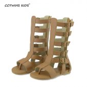 CCTWINS KIDS girls sandal children knee high gladiator sandal baby summer sandal for girl children real leather boot sandal B156