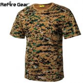 ReFire Gear Military Camouflage T Shirt Men Cotton US Army Combat Tactical T-Shirt Summer Quick Dry Breathable Man Camo T Shirts 3