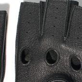 Gours Winter Mens Genuine Leather Fingerless Gloves Black Half Finger gym Workout Fitness Driving Male Gloves GSM046 4