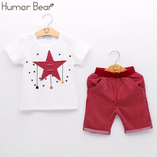 Humor Bear Kids Clothes New Boy Clothing Sets Cartoon Stars Design T-shirt+ Shorts 2PCS Sets Boys Clothes Children Clothes