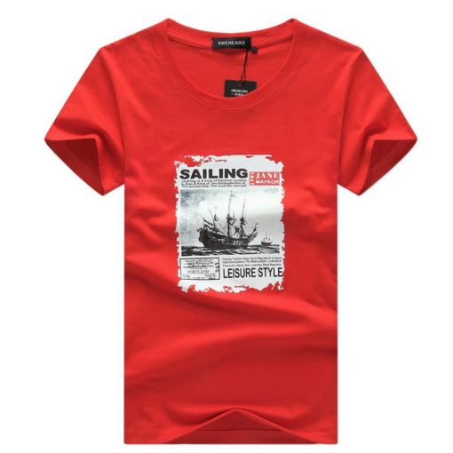 SWENEARO Men's T-Shirts Summer Fashion Sailing Print Funny T-Shirt Men TShirt Casual Hip Hop O-Neck Short Sleeve tee shirt Male 1