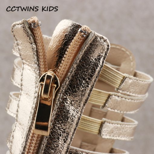 CCTWINS KIDS 2018 Summer Baby Girl Knee High Gladiator Sandal Kid Fashion Soft Flat Children Beach Gold Shoe Toddler BG063 5