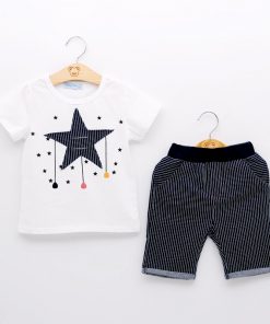 Humor Bear Kids Clothes New Boy Clothing Sets Cartoon Stars Design T-shirt+ Shorts 2PCS Sets Boys Clothes Children Clothes 1