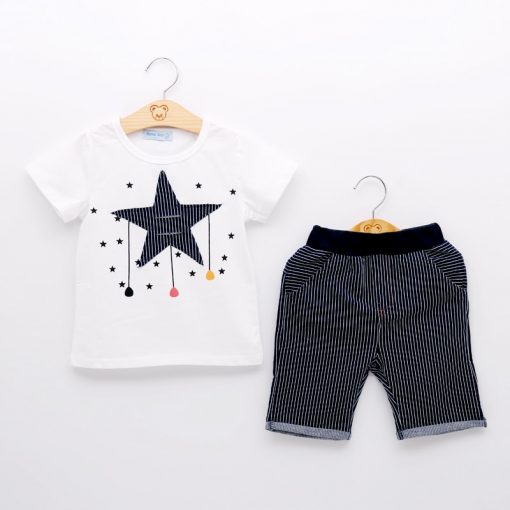 Humor Bear Kids Clothes New Boy Clothing Sets Cartoon Stars Design T-shirt+ Shorts 2PCS Sets Boys Clothes Children Clothes 1
