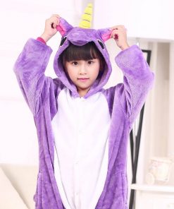 EOICIOI Kids Pajamas Flannel Animal Pegasus Stitch Unicorn Cosplay Pyjamas For Boys Girls Winter Warm Children Sleepwear Onesies 1