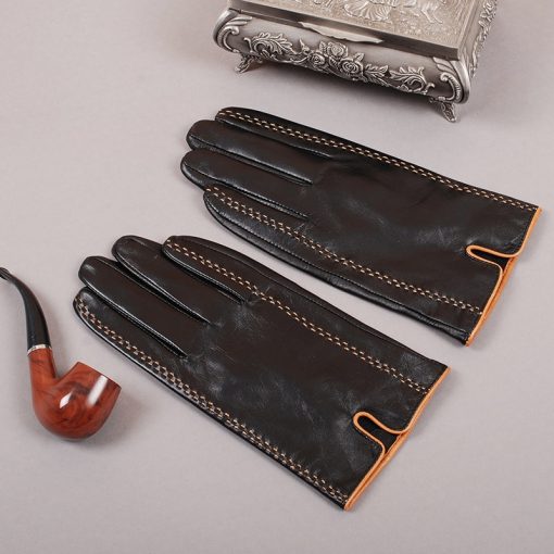 Gours Winter Men's Genuine Leather Gloves 2018 New Brand Touch Screen Gloves Fashion Warm Black Gloves Goatskin Mittens GSM012 2