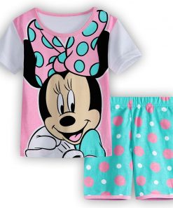 Kids Boys Girls Clothes Baby Pajamas Summer Short Sleeved Set Cartoon Spiderman Minnie Lackey Children's Sleepwear 1