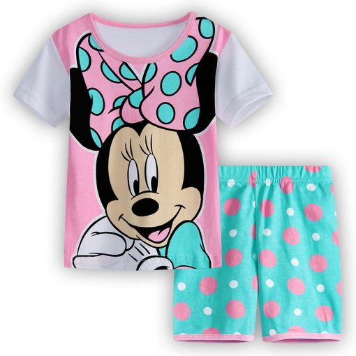 Kids Boys Girls Clothes Baby Pajamas Summer Short Sleeved Set Cartoon Spiderman Minnie Lackey Children's Sleepwear 1