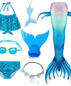 NEW Arrival Mermaid tails with Monofin Fins Flipper mermaid Swimsuits swimming tail for Kids Girls Christmas Halloween Costumes 7