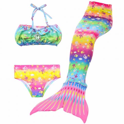 3pcs/Set Princess Swimmable Child Mermaid Tails Children Mermaid Tail for Girl Kids with Bikini Swimsuit Costume Cosplay 1
