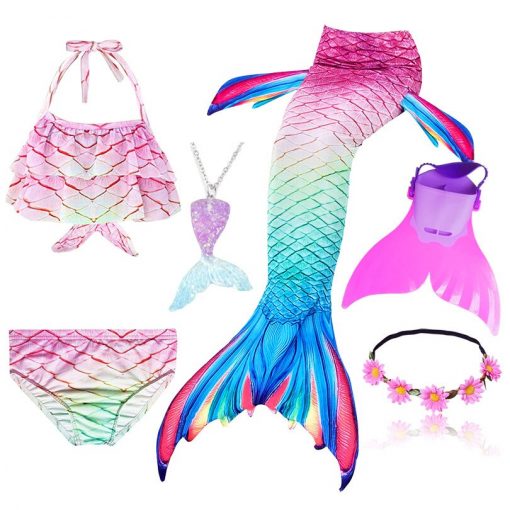 Kids Mermaid Tail Swimsuit Fancy Girls Mermaid Tail can Add with Monofin Flippers  Halloween Costume Cosplay Christmas Gift 3