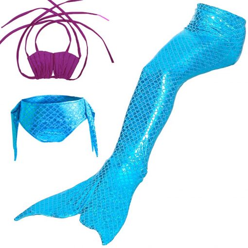 New 3pcs/Set Beautiful Children Mermaid Tail Costume for Girls Kids Tails Funning Swimwear Swimmable Mermaid Tail Bikini 4