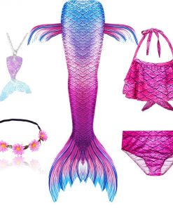 Girls Swimming Mermaid Tails for Swimming Costume Kids Children Little Mermaid Swimsuit Swimwear Can Add MonoFin Cosplay 31