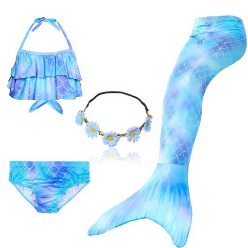 Beautiful Kids Children Mermaid Tail can Add with Monofin Girl Bathing suit Swimming Mermaid Swimsuit Cosplay Costume 4