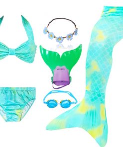 Beautiful Kids Children Mermaid Tail can Add with Monofin Girl Bathing suit Swimming Mermaid Swimsuit Cosplay Costume 7