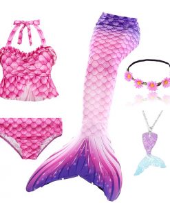 Girls Swimming Mermaid Tails for Swimming Costume Kids Children Little Mermaid Swimsuit Swimwear Can Add MonoFin Cosplay 22