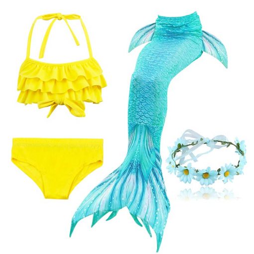 Kids Swimming Mermaid Tail Little Costume Childrens Swimwable Mermaid Tail with Monofin Clothing Girls Swimwear Swimsuit 3