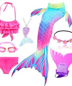 Kids Mermaid Tail Swimsuit Fancy Girls Mermaid Tail can Add with Monofin Flippers  Halloween Costume Cosplay Christmas Gift 11