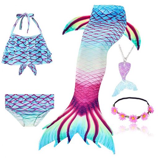 Kids Mermaid Tail Swimsuit Fancy Girls Mermaid Tail can Add with Monofin Flippers  Halloween Costume Cosplay Christmas Gift 2