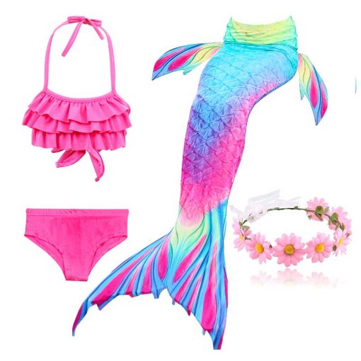 Kids Swimming Mermaid Tail Little Costume Childrens Swimwable Mermaid Tail with Monofin Clothing Girls Swimwear Swimsuit 1