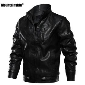 Mountainskin New Men PU Jacket Leather Coats Motorcycle Jackets Slim Fit Windbreaker Fashion Male Outerwear Brand Clothing SA672 3